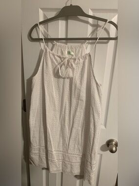 White Eyelet Tassel Halter Camisole Dress